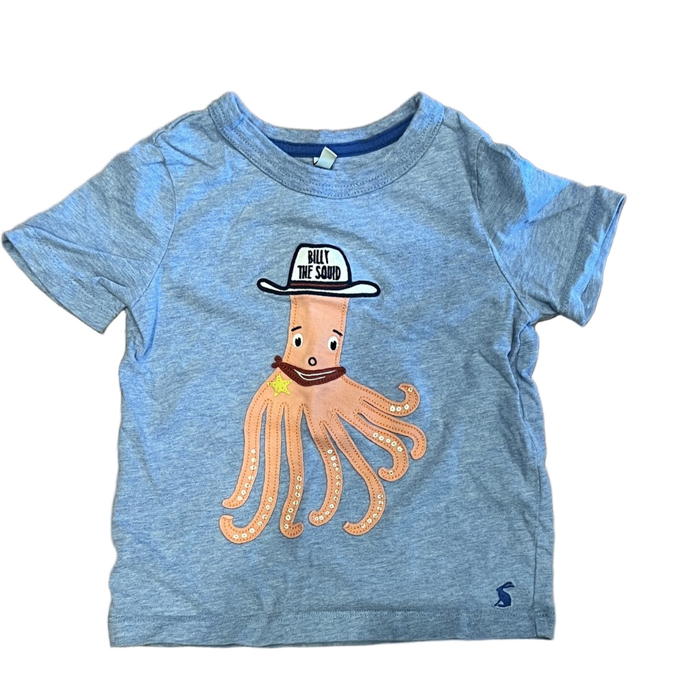 Joules Blue “Billy the Squid” Kids Short Sleeve Tee - 3T